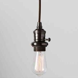 Pottery Barn (2) Vintage-Style Metal Pendant Light Fixture in Oil-Rubbed Bronze
